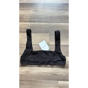 $168 NWT Rumer The Label Rosa Swim Top Women XL Black Textured Square Neck